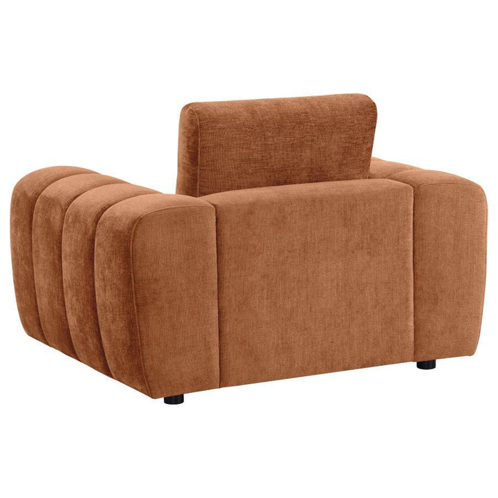 Burnett - 4 Piece Chenille Upholstered Sofa Set - Burnt Orange 4 - Piece Living Room Set modern furniture Contempo Furniture