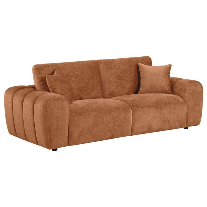 Burnett - 4 Piece Chenille Upholstered Sofa Set - Burnt Orange 4 - Piece Living Room Set modern furniture Contempo Furniture
