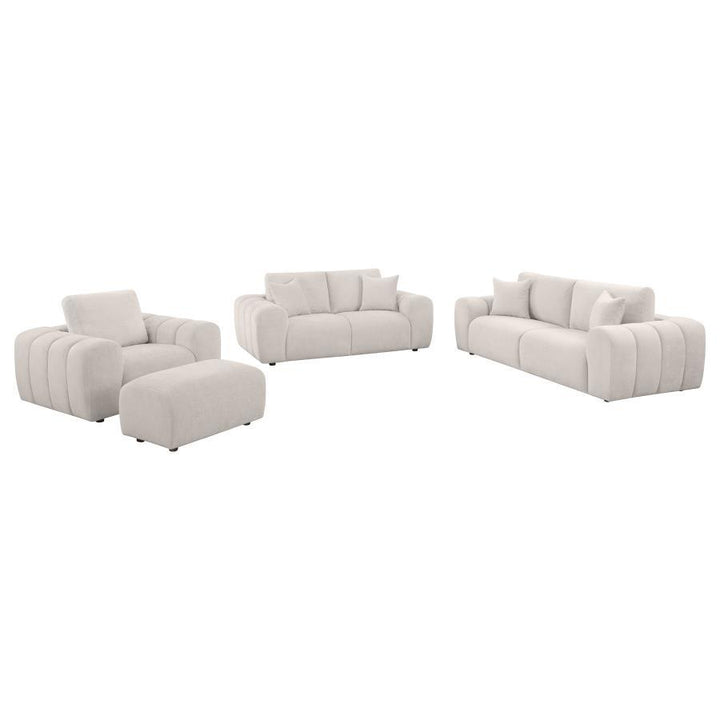 Burnett - 4 Piece Chenille Upholstered Sofa Set - Ivory 4 - Piece Living Room Set modern furniture Contempo Furniture