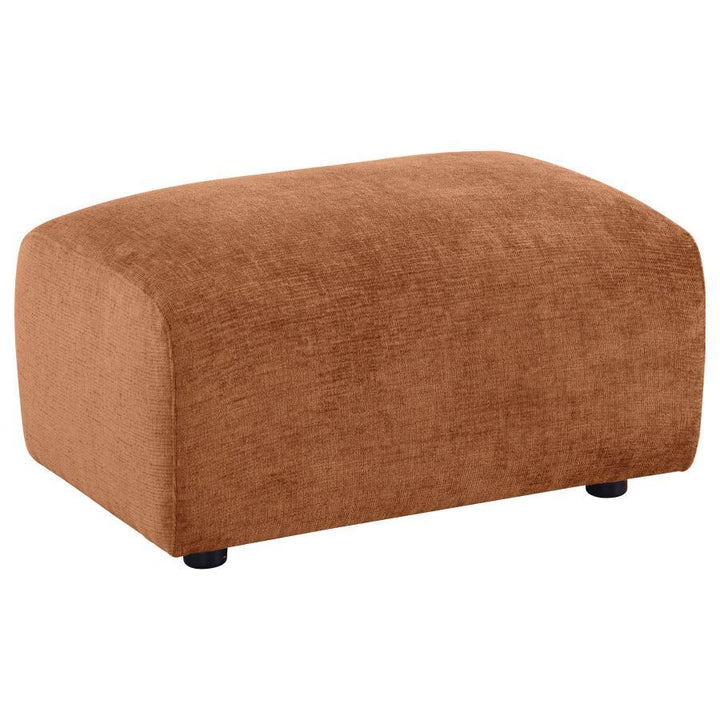 Burnett - Chenille Upholstered Ottoman - Burnt Orange Upholstered Ottoman modern furniture Contempo Furniture