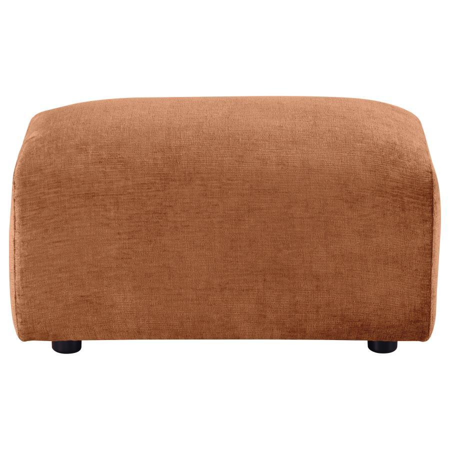 Burnett - Chenille Upholstered Ottoman - Burnt Orange Upholstered Ottoman modern furniture Contempo Furniture