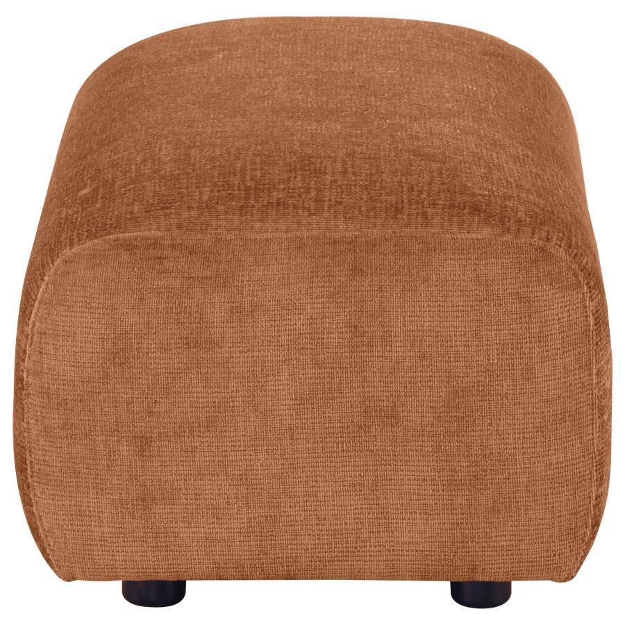 Burnett - Chenille Upholstered Ottoman - Burnt Orange Upholstered Ottoman modern furniture Contempo Furniture