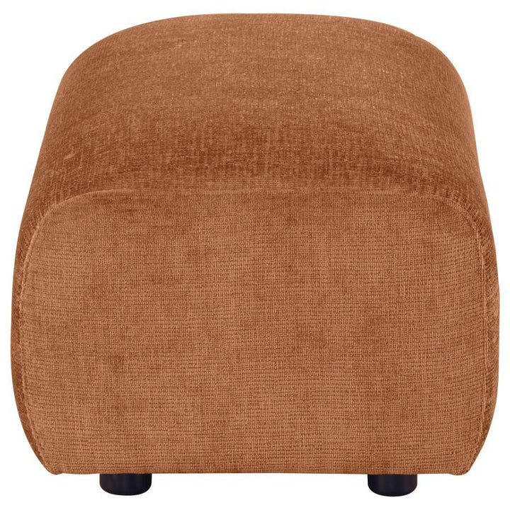 Burnett - Chenille Upholstered Ottoman - Burnt Orange Upholstered Ottoman modern furniture Contempo Furniture