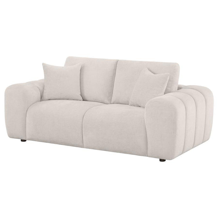 Burnett - Chenille Upholstered Wide Arm Loveseat - Ivory Stationary Loveseat modern furniture Contempo Furniture