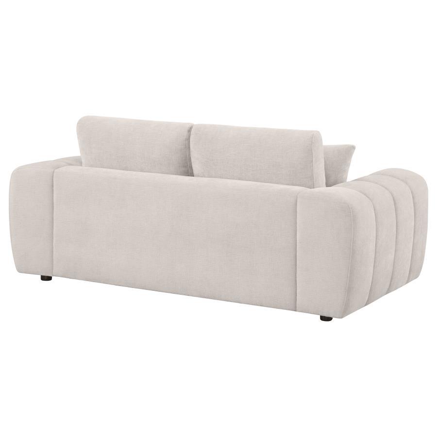 Burnett - Chenille Upholstered Wide Arm Loveseat - Ivory Stationary Loveseat modern furniture Contempo Furniture