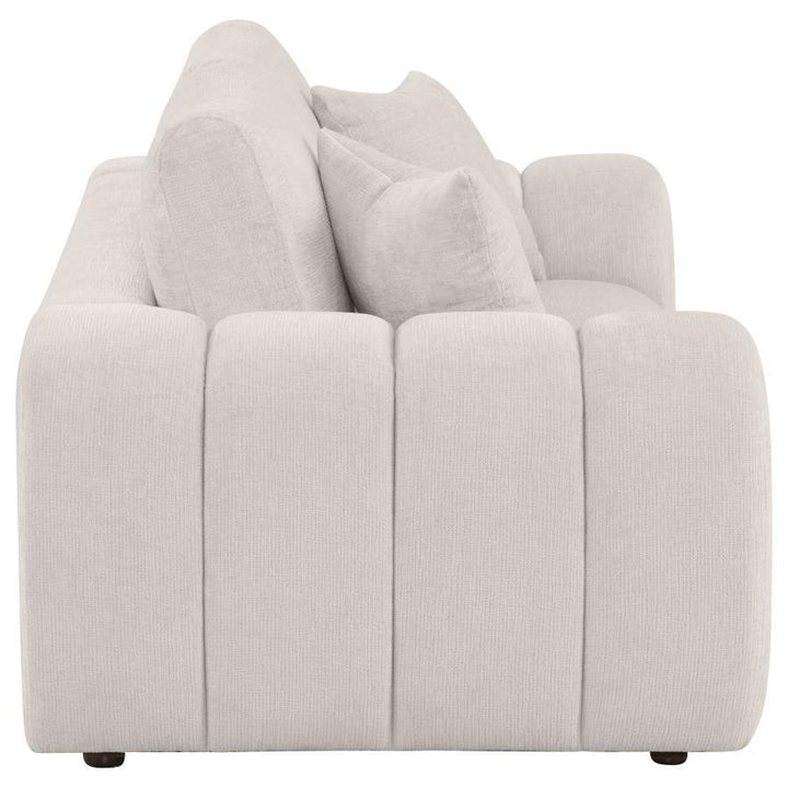Burnett - Chenille Upholstered Wide Arm Loveseat - Ivory Stationary Loveseat modern furniture Contempo Furniture