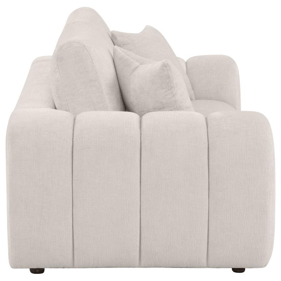 Burnett - Chenille Upholstered Wide Arm Loveseat - Ivory Stationary Loveseat modern furniture Contempo Furniture