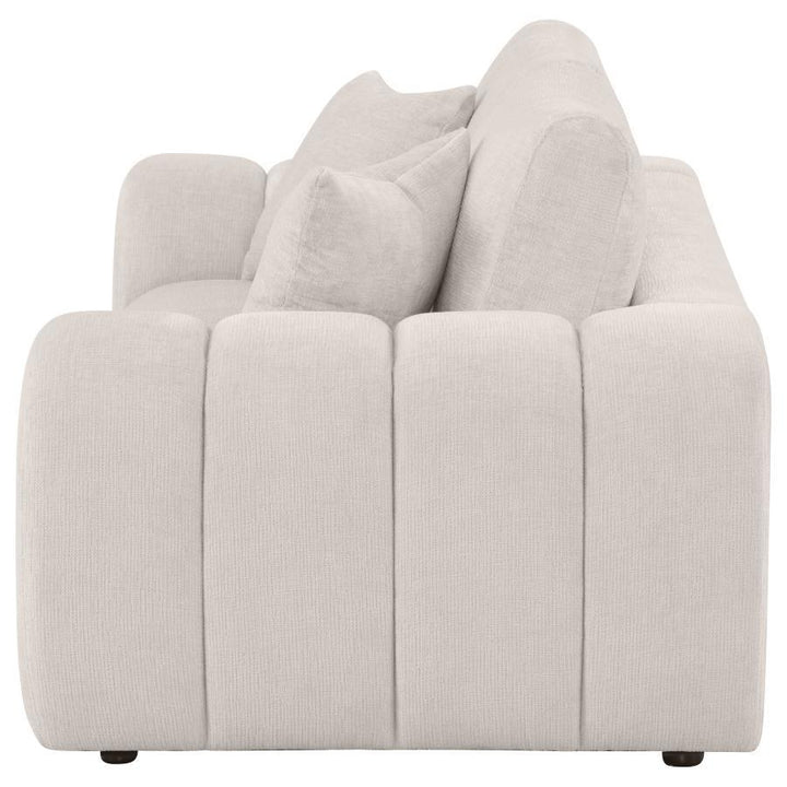 Burnett - Chenille Upholstered Wide Arm Loveseat - Ivory Stationary Loveseat modern furniture Contempo Furniture