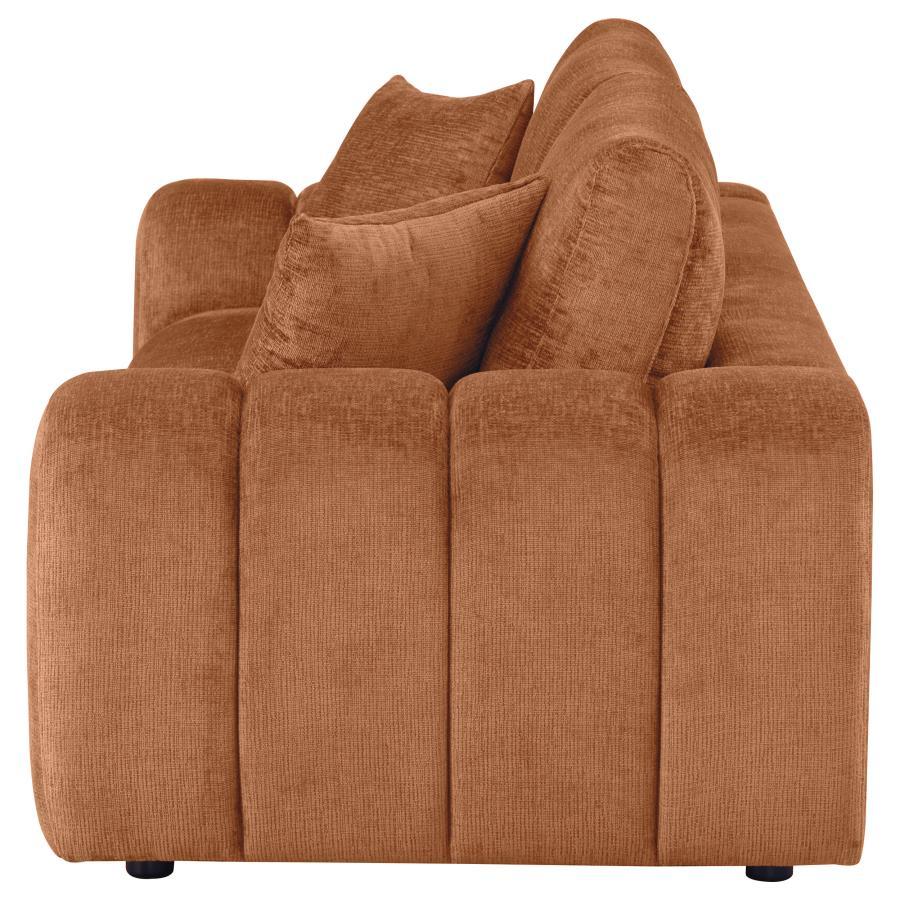 Burnett - Chenille Upholstered Wide Arm Sofa - Burnt Orange Stationary Sofa modern furniture Contempo Furniture