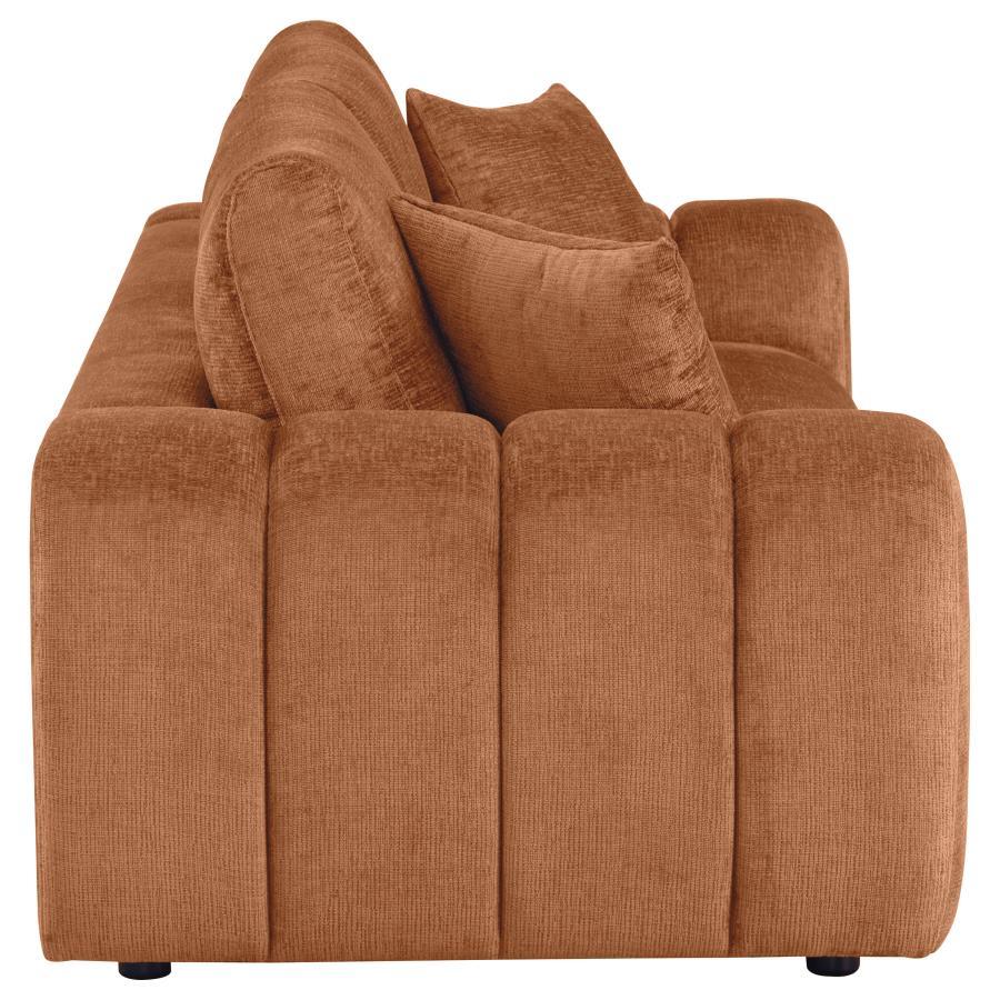 Burnett - Chenille Upholstered Wide Arm Sofa - Burnt Orange Stationary Sofa modern furniture Contempo Furniture