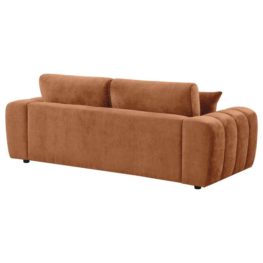 Burnett - Chenille Upholstered Wide Arm Sofa - Burnt Orange Stationary Sofa modern furniture Contempo Furniture