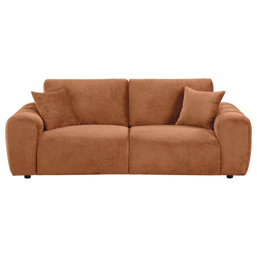 Burnett - Chenille Upholstered Wide Arm Sofa - Burnt Orange Stationary Sofa modern furniture Contempo Furniture