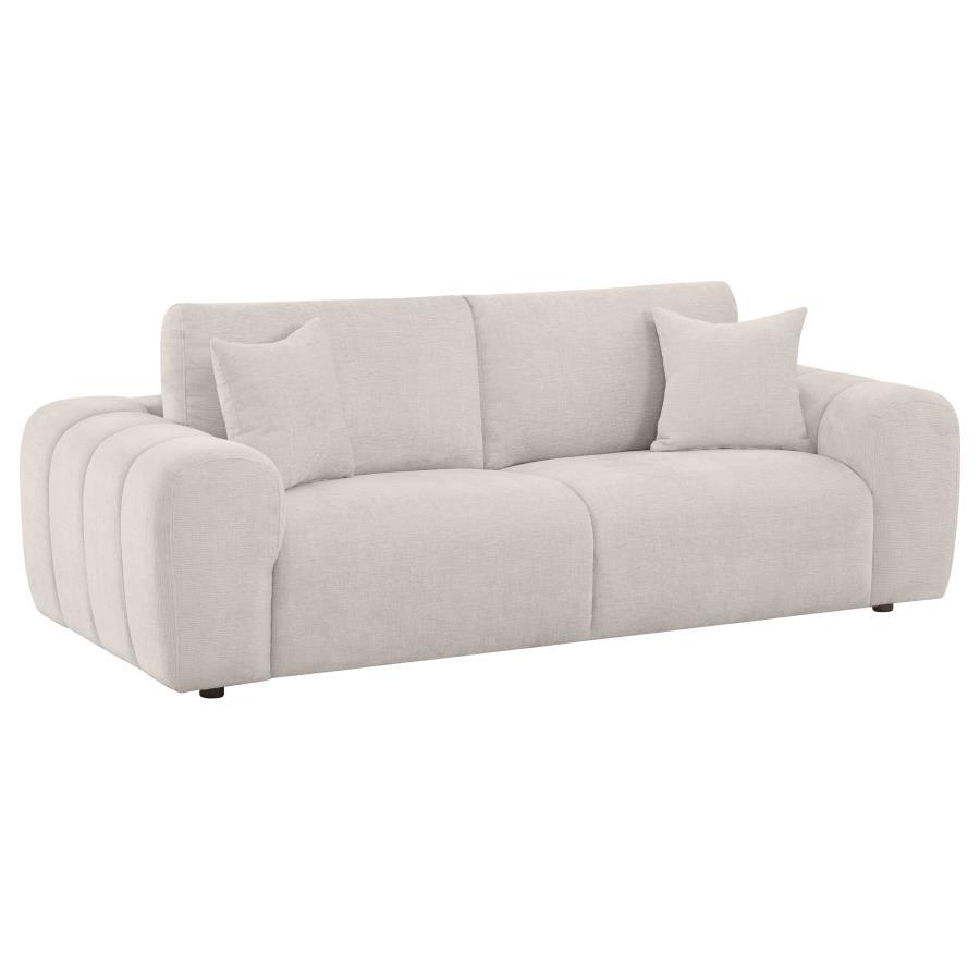 Burnett - Chenille Upholstered Wide Arm Sofa - Ivory Stationary Sofa modern furniture Contempo Furniture