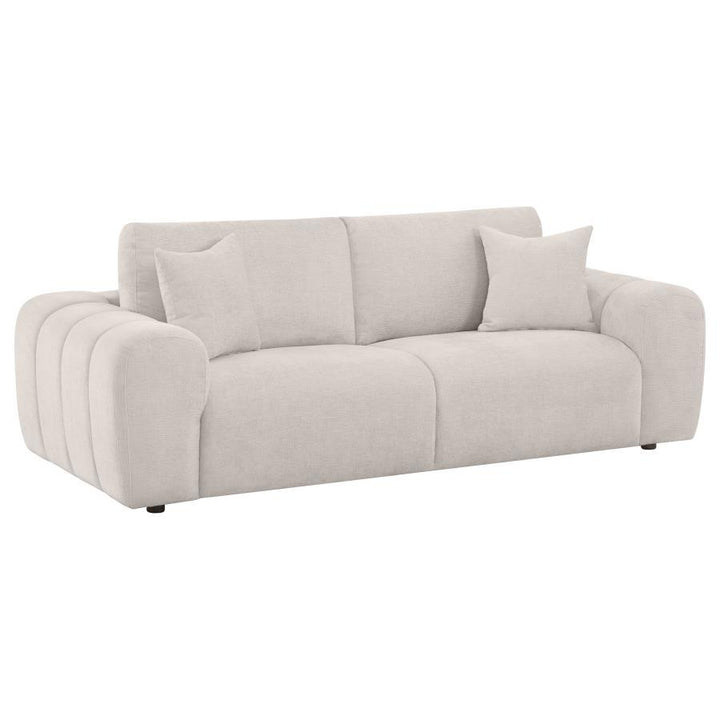 Burnett - Chenille Upholstered Wide Arm Sofa - Ivory Stationary Sofa modern furniture Contempo Furniture
