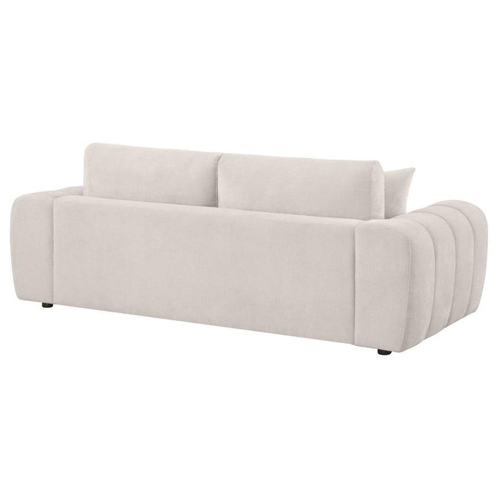 Burnett - Chenille Upholstered Wide Arm Sofa - Ivory Stationary Sofa modern furniture Contempo Furniture