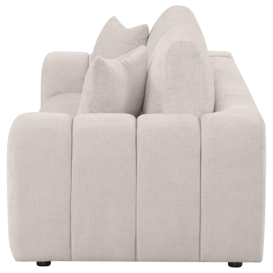 Burnett - Chenille Upholstered Wide Arm Sofa - Ivory Stationary Sofa modern furniture Contempo Furniture