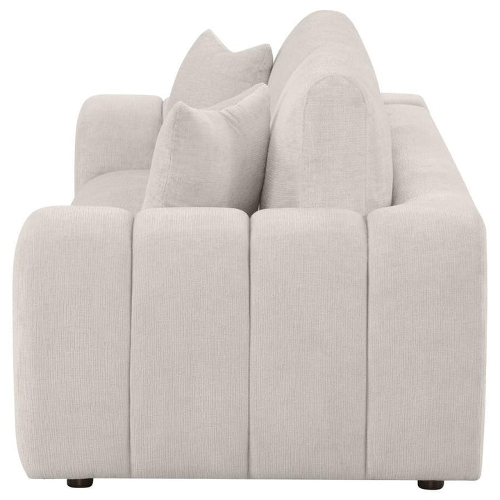 Burnett - Chenille Upholstered Wide Arm Sofa - Ivory Stationary Sofa modern furniture Contempo Furniture