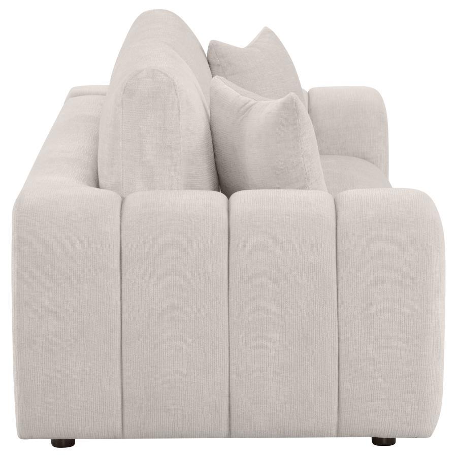 Burnett - Chenille Upholstered Wide Arm Sofa - Ivory Stationary Sofa modern furniture Contempo Furniture