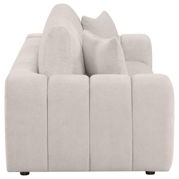 Burnett - Chenille Upholstered Wide Arm Sofa - Ivory Stationary Sofa modern furniture Contempo Furniture