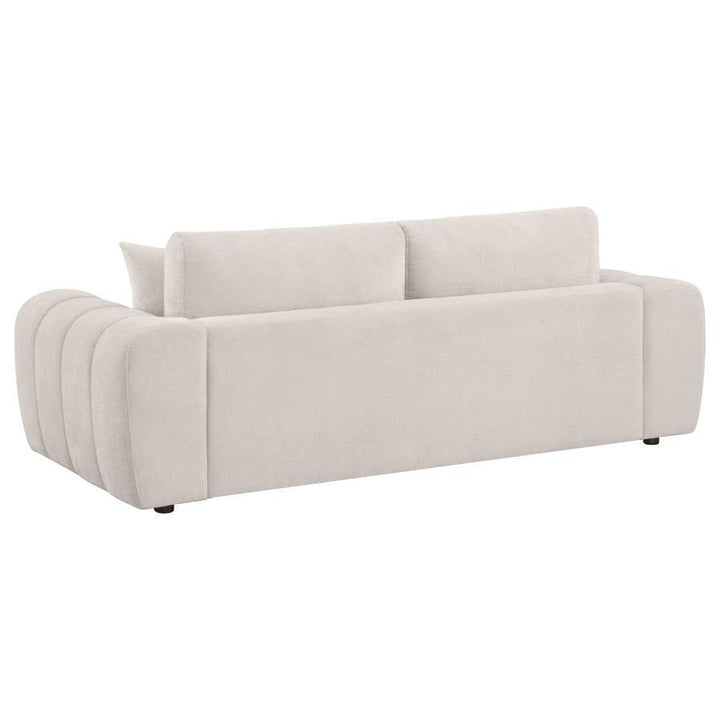 Burnett - Chenille Upholstered Wide Arm Sofa - Ivory Stationary Sofa modern furniture Contempo Furniture