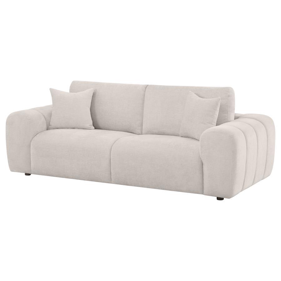 Burnett - Chenille Upholstered Wide Arm Sofa - Ivory Stationary Sofa modern furniture Contempo Furniture