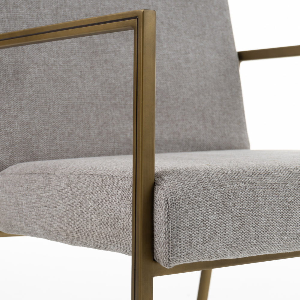 Burnham - Modern Light Grey & Brass Arm Dining Chair - View 2