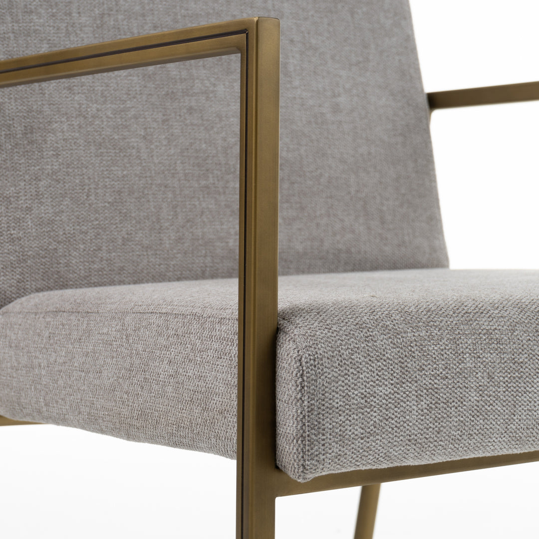 Burnham - Modern Light Grey & Brass Arm Dining Chair