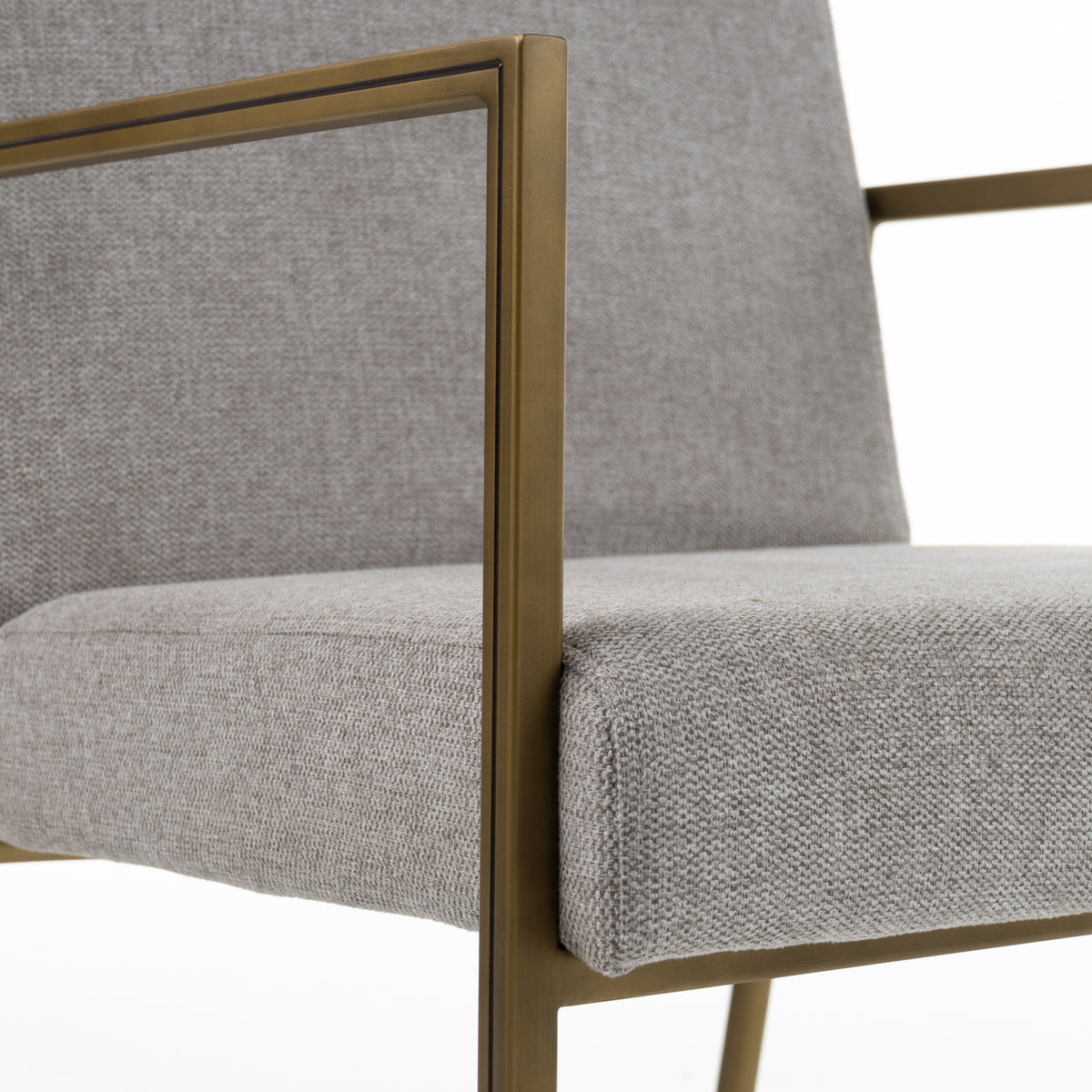 Burnham - Modern Light Grey & Brass Arm Dining Chair - View 2