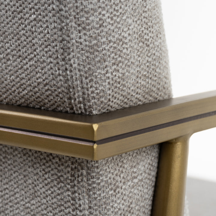 Burnham - Modern Light Grey &amp; Brass Arm Dining Chair