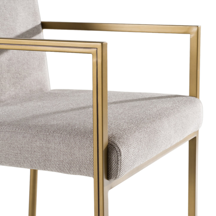 Burnham- Contemporary Light Grey Fabric + Brass Counter Stool