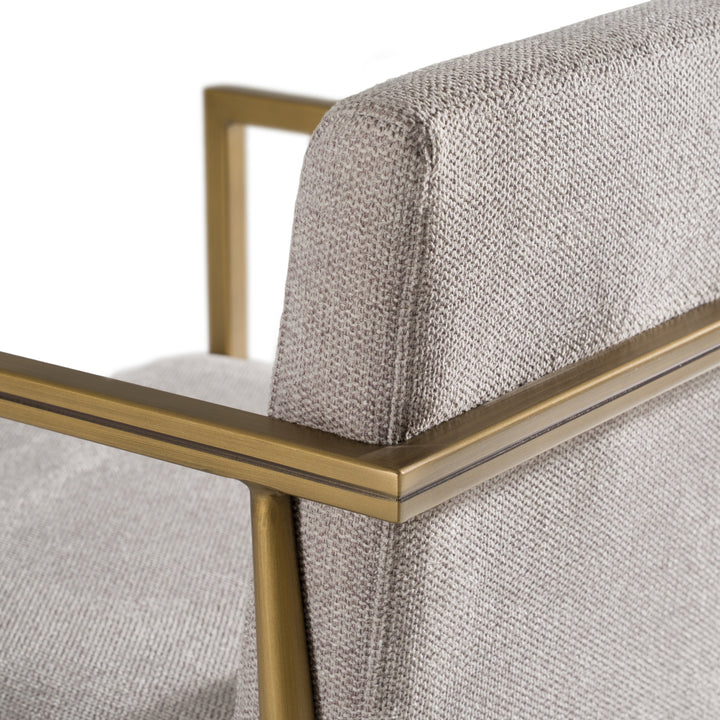 Burnham- Contemporary Light Grey Fabric + Brass Counter Stool