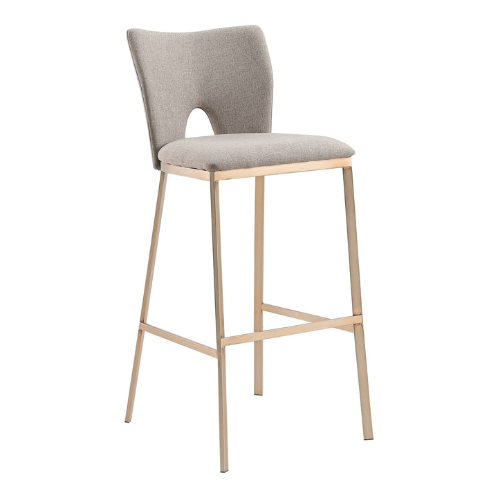 Burton - Glam Greige Fabric + Brass Bar Stool (Set of 2)