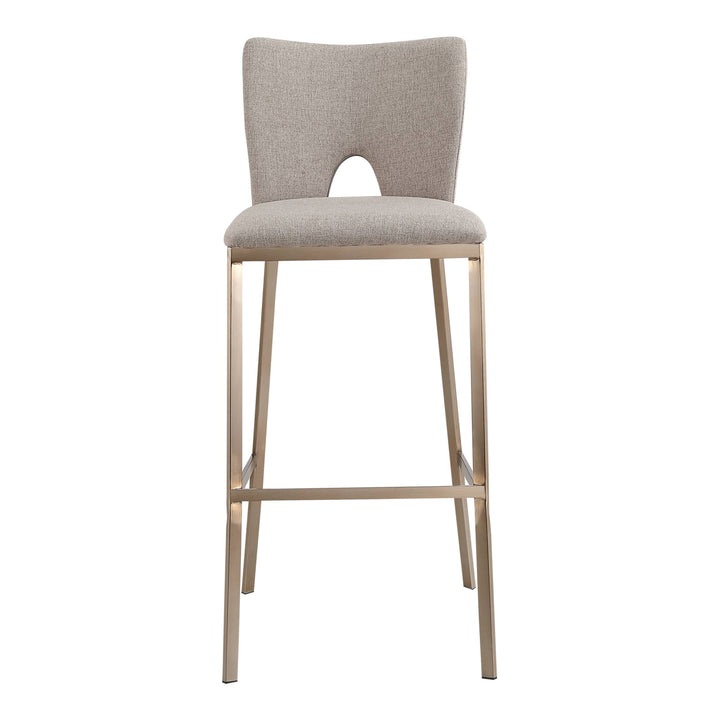 Burton - Glam Greige Fabric + Brass Bar Stool (Set of 2)