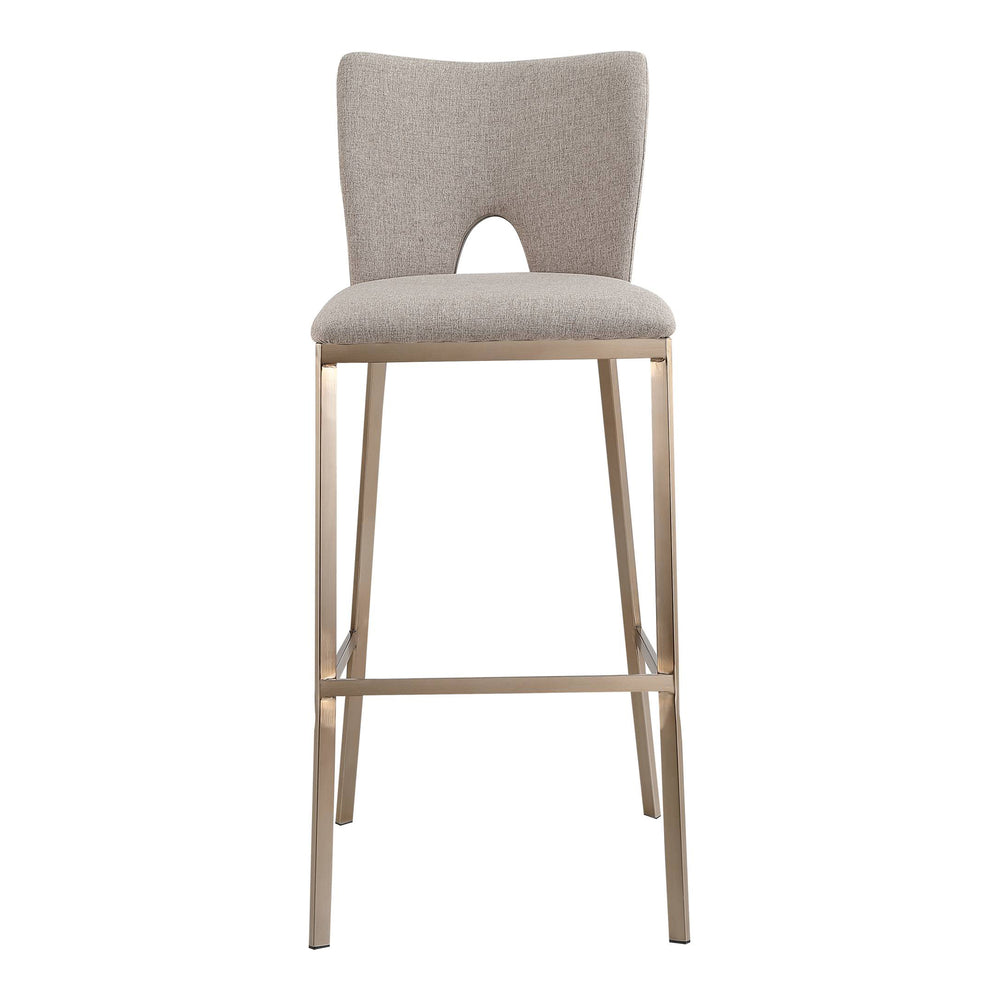 Burton - Glam Greige Fabric + Brass Bar Stool (Set of 2)