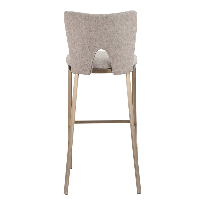 Burton - Glam Greige Fabric + Brass Bar Stool (Set of 2)