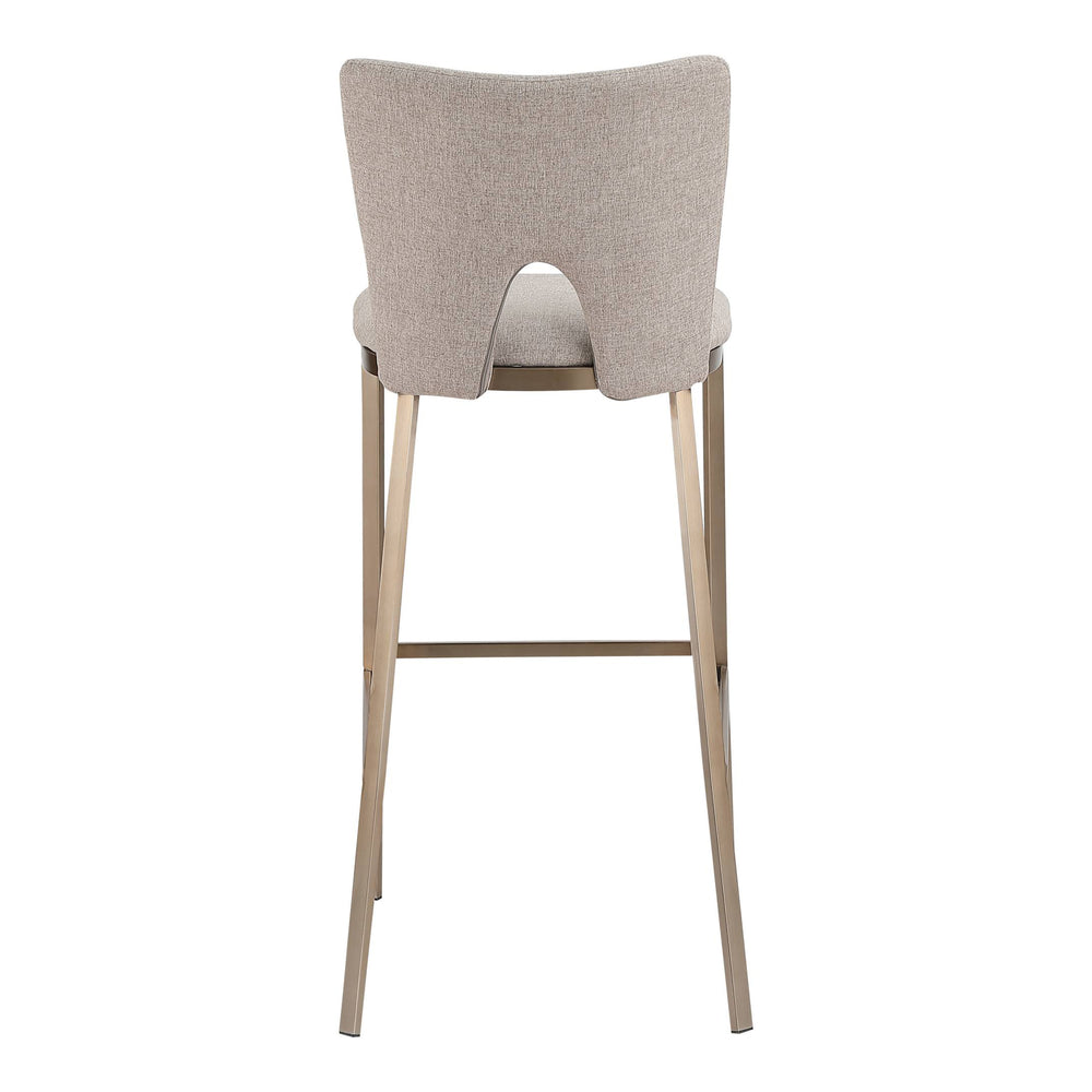 Burton - Glam Greige Fabric + Brass Bar Stool (Set of 2)