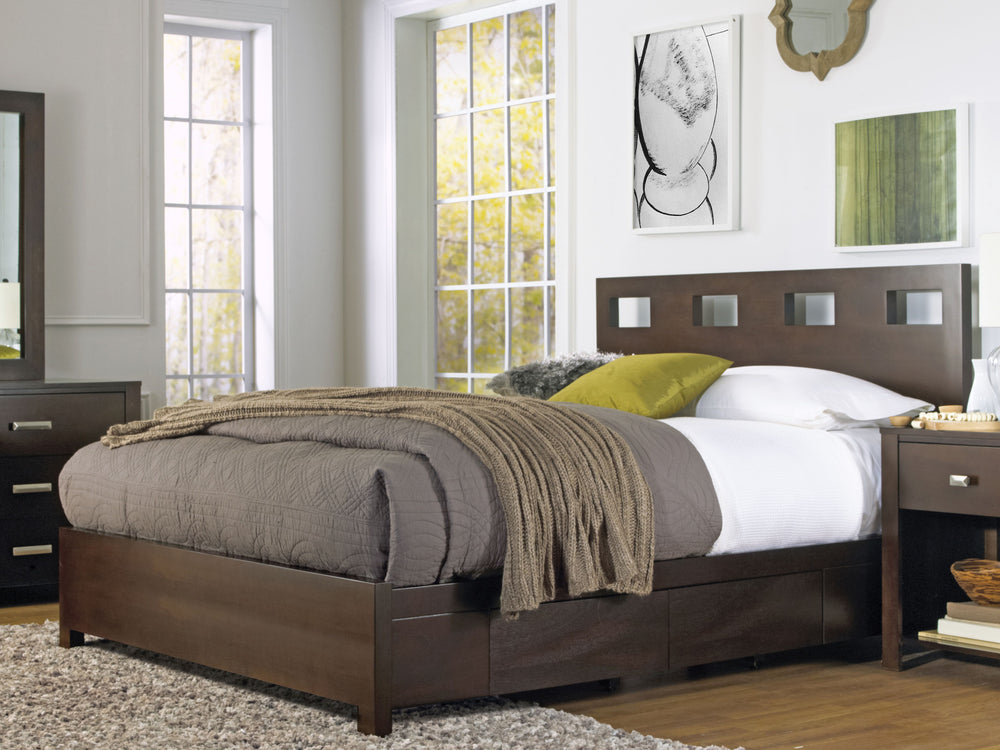 Modus Furniture Rv26D5 Riva Wood Storage Bed In Chocolate Brown