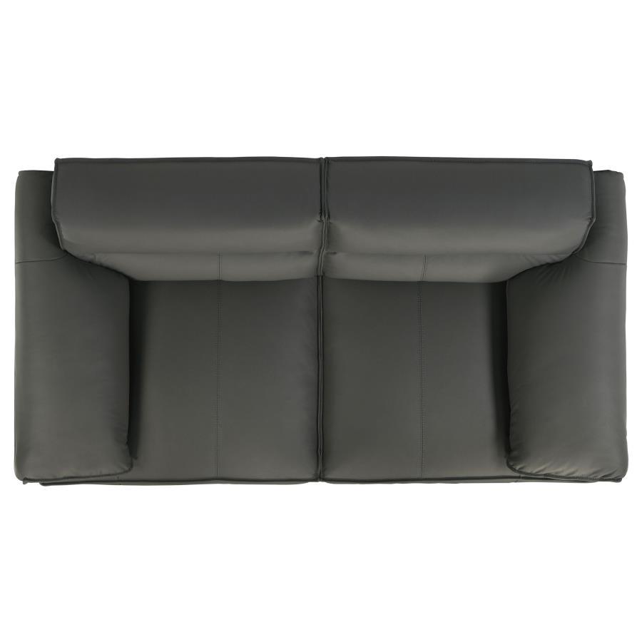 Buxton - 2 Piece Leather Upholstered Sofa Set - Graphite Stationary Sofa & Loveseat modern furniture Contempo Furniture