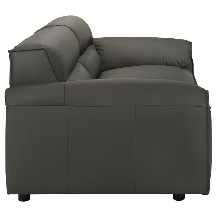 Buxton - 2 Piece Leather Upholstered Sofa Set - Graphite Stationary Sofa &amp; Loveseat modern furniture Contempo Furniture