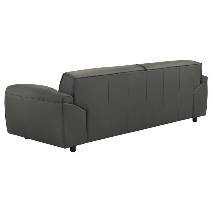 Buxton - 2 Piece Leather Upholstered Sofa Set - Graphite Stationary Sofa &amp; Loveseat modern furniture Contempo Furniture