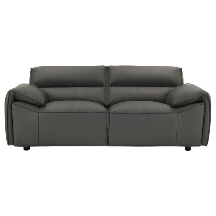 Buxton - 2 Piece Leather Upholstered Sofa Set - Graphite Stationary Sofa &amp; Loveseat modern furniture Contempo Furniture