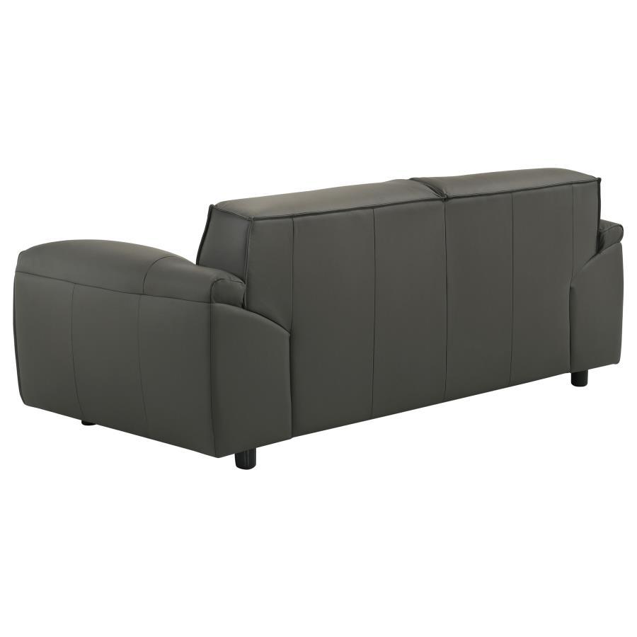 Buxton - 2 Piece Leather Upholstered Sofa Set - Graphite Stationary Sofa & Loveseat modern furniture Contempo Furniture