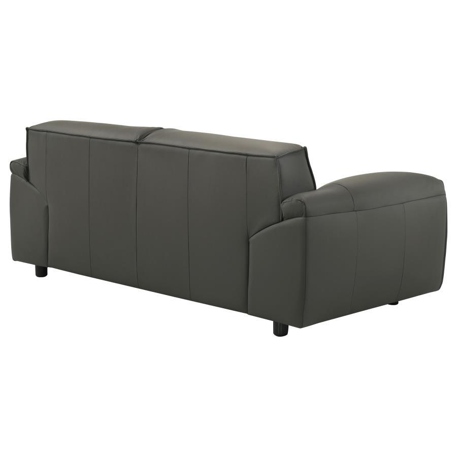 Buxton - Top Grain Leather Upholstered Loveseat - Graphite Stationary Loveseat modern furniture Contempo Furniture