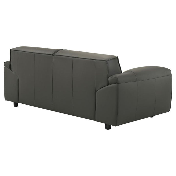 Buxton - Top Grain Leather Upholstered Loveseat - Graphite Stationary Loveseat modern furniture Contempo Furniture