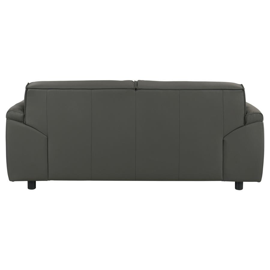Buxton - Top Grain Leather Upholstered Loveseat - Graphite Stationary Loveseat modern furniture Contempo Furniture