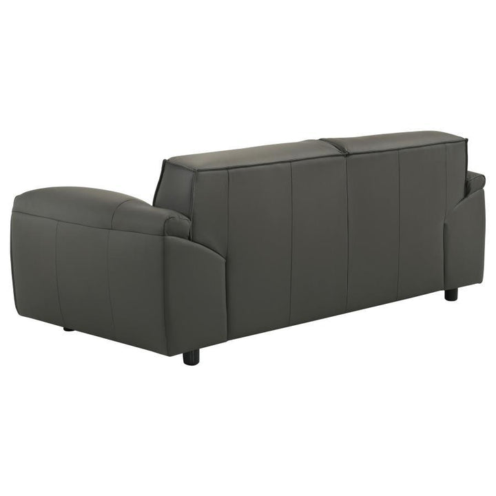 Buxton - Top Grain Leather Upholstered Loveseat - Graphite Stationary Loveseat modern furniture Contempo Furniture