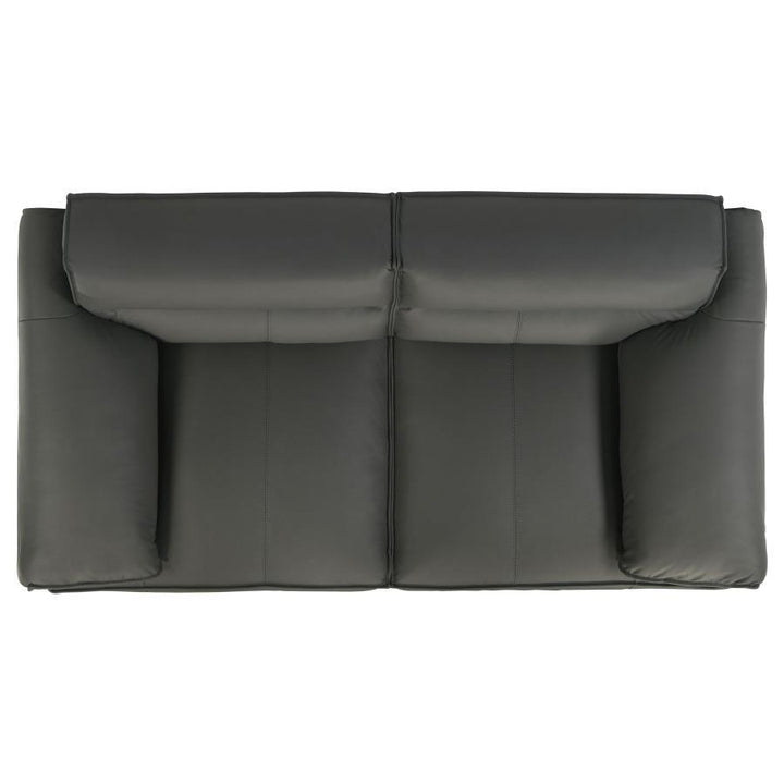 Buxton - Top Grain Leather Upholstered Loveseat - Graphite Stationary Loveseat modern furniture Contempo Furniture