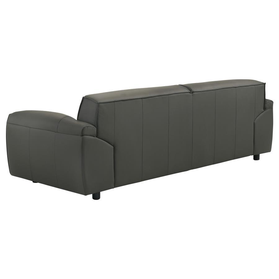 Buxton - Top Grain Leather Upholstered Sofa - Graphite Stationary Sofa modern furniture Contempo Furniture