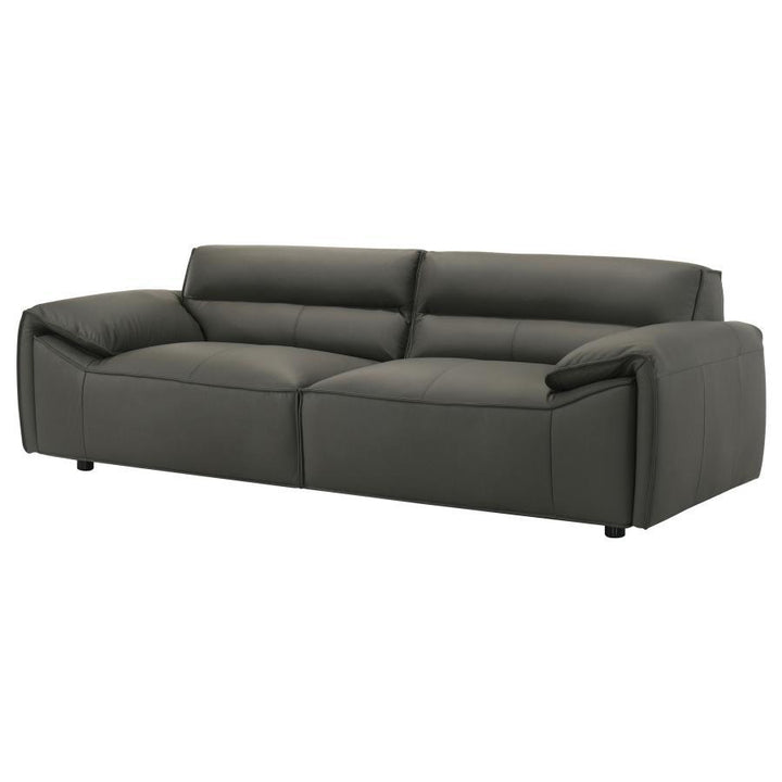 Buxton - Top Grain Leather Upholstered Sofa - Graphite Stationary Sofa modern furniture Contempo Furniture