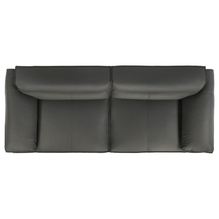 Buxton - Top Grain Leather Upholstered Sofa - Graphite Stationary Sofa modern furniture Contempo Furniture